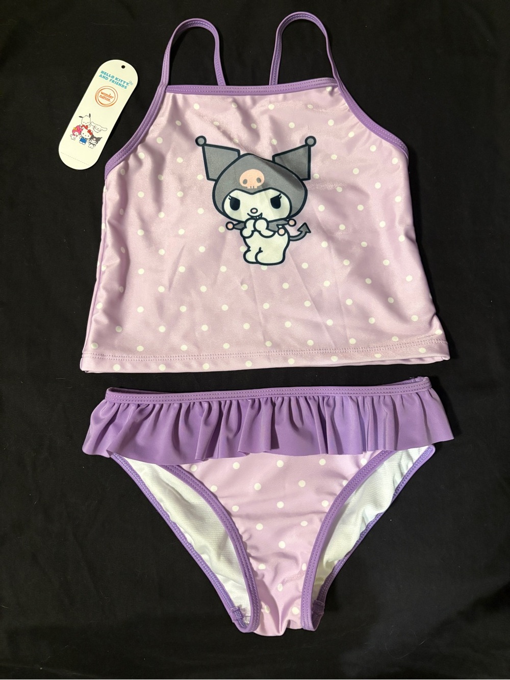 Hello Kitty Lilac Polka Dot Tankini with Ruffle Bikini